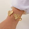 New Classic Sun Moon Pattern Open Bangles Bracelet For Women Gold Color Stainless Steel Heart Cuff Bracelet Hand Ornament Gift