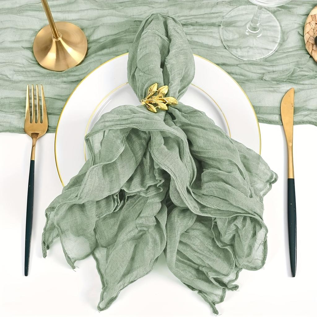 A Set of 6 Solid Color Crinkle Fabric Napkins - 20X20 Inch Rectangular Woven Tablecloth, Suitable for Christmas, Holidays, And Wedding Decorations.