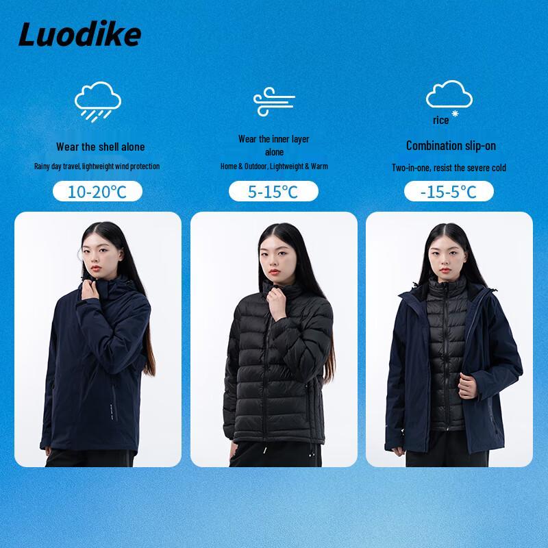 Luodike Unisex 3-in-1 Outdoor Duck Down Jacket