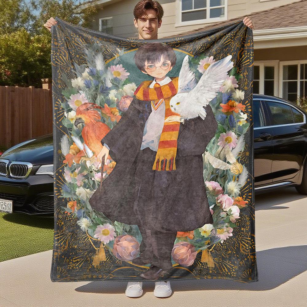 1 unidad bufanda de Hogwarts Hedwig Manta de franela para exteriores Todas las estaciones Suave Calidez, Decoración del hogar 1031241