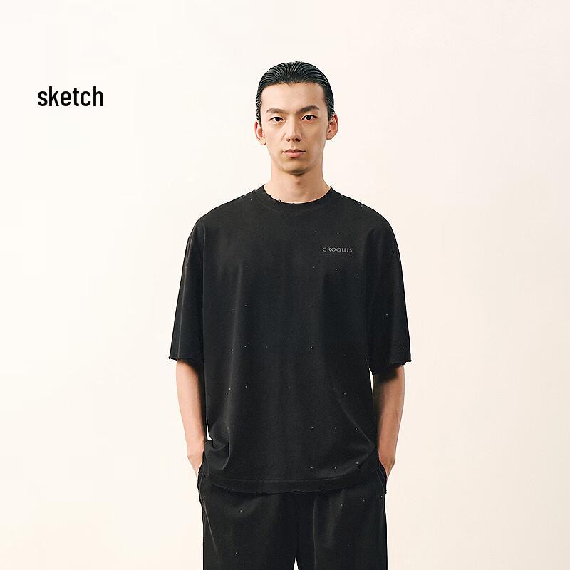 CROQUIS Men s Loose Fit Round Neck Long T-Shirt L