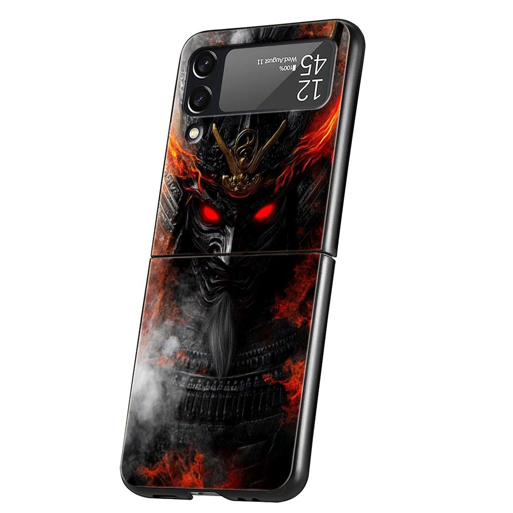 Hard PC Phone Case For Samsung Galaxy Z Flip 7 6 5 4 Black Cover For Galaxy Z Flip 3 Foldable Bag Capas Japan Ghost Face Samurai