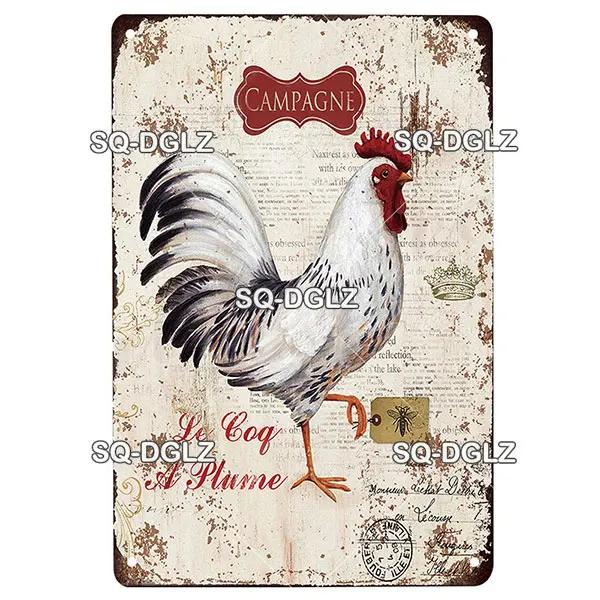 Chicken Zone Metal Sign Vintage Metal Plaque Plates Decor For Pub Bar Garden Wall Decor Tin Signs Fresh Eggs Poster