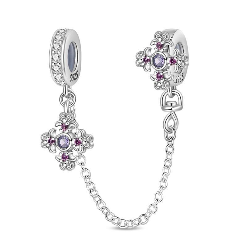 Silver Plated Lotus Heart Zircon Charm Beads for Qikaola 925 Bracelets DIY Jewelry Gifts Guardian Angel Design