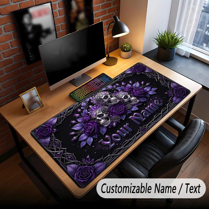 Skull Gothic Theme Custom Mouse Pad Personalized With Name Text Customized Desk Mat For Office Home Decor