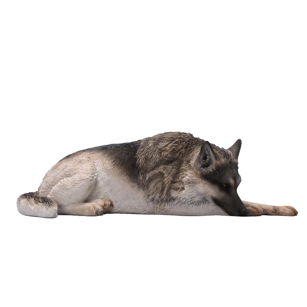 JXK Lying German Shepherd Dog Figure Dog Animal Figure Statue Miniature Dog Figurine Resin Model Toy Gift for Dog Lovers Painted Finished Product