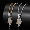 Trendy European & American Zircon Lightning Pendant Necklace: High-End, Personalized Hip Hop Chain for Men