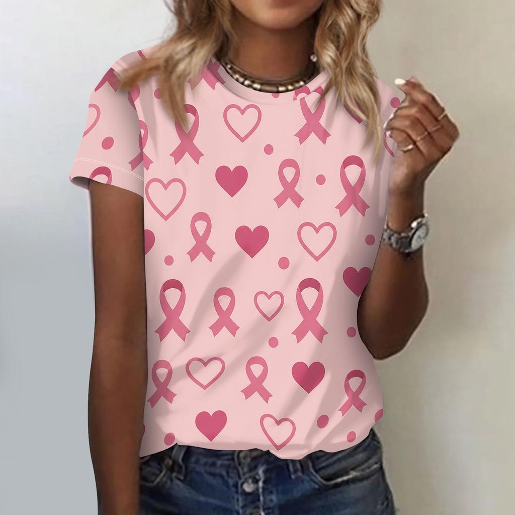 Dames Mode Casual Ronde Hals Borst Print T-shirt