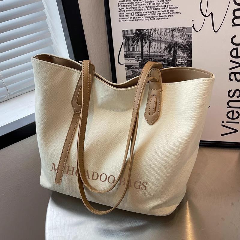 Large Capacity Canvas Bag Women's 2025 New Summer Casual Shoulder Bag College Student Class Commuter Bag Tote Bag