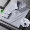 New Men Shirt Bamboo Fiber Long Sleeve Anti-wrinkle Non-ironing Slim Fashion Casual Business Office White Blue Social Shirt 5XL