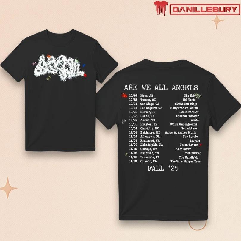 Scowl Мы Все Ангелы Тур Fall 2025 Подарки для Фанатов Унисекс Унисекс Футболка XXL