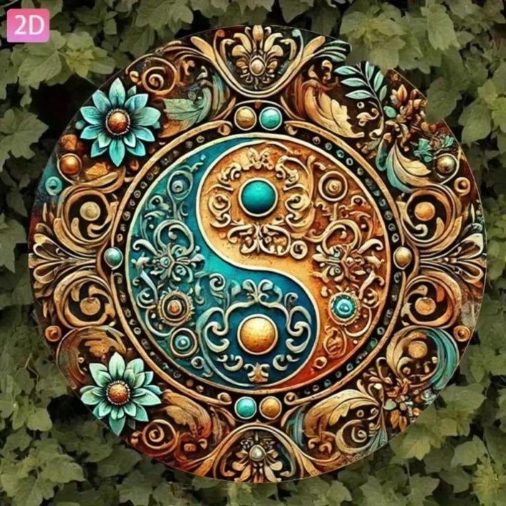 Vintage Metal Wall Art Sign Yin Yang Mandala Home Decor for Garden Living Room Bar