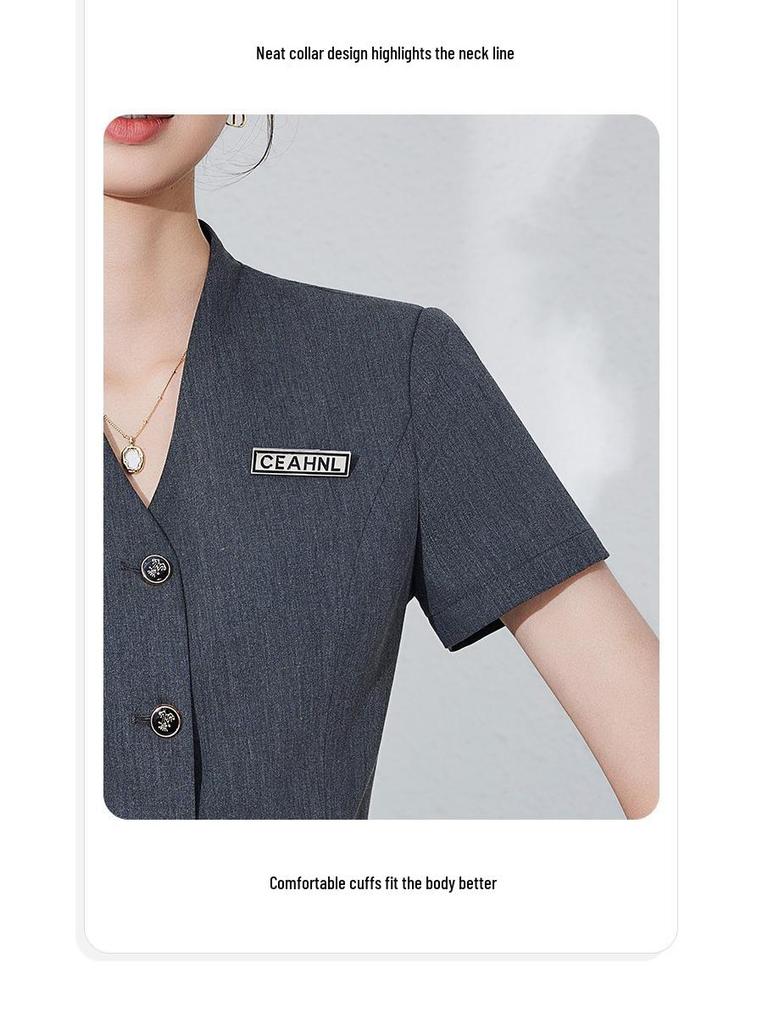 Women's Professional Workwear Set: Short-Sleeve Receptionist Manager Suit 2025