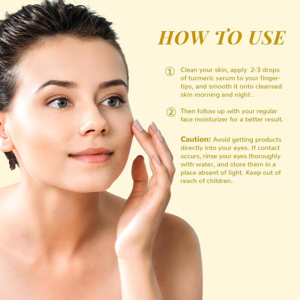 ANAiRUi Turmeric & Vitamin C Face Serum, Antioxidant Brightening Anti-Aging Facial Serum for Dull Skin Fine Lines Wrinkle Moisturizing Care 30ml