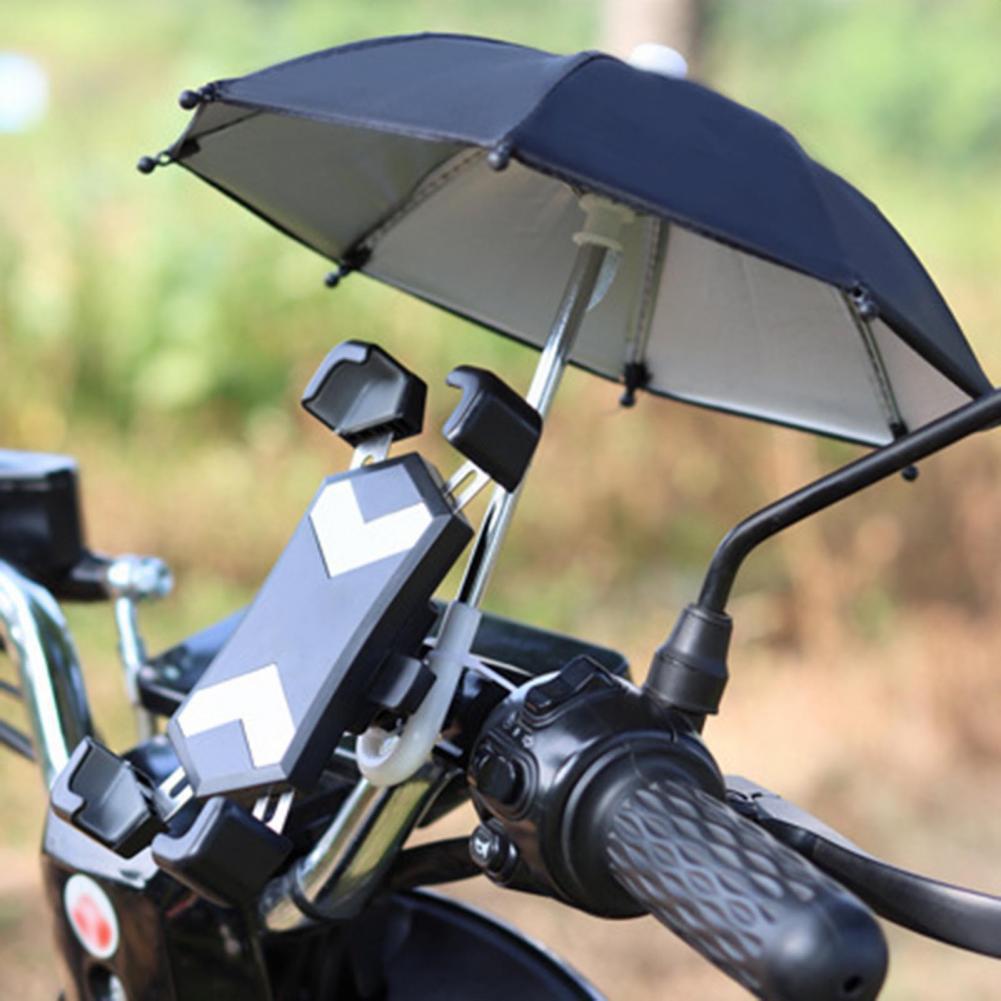 1Set Mobile Phone Holder Locomotive Umbrella Waterproof Portable Mini Parasol Alloy Sun Shade Bicycle Umbrella