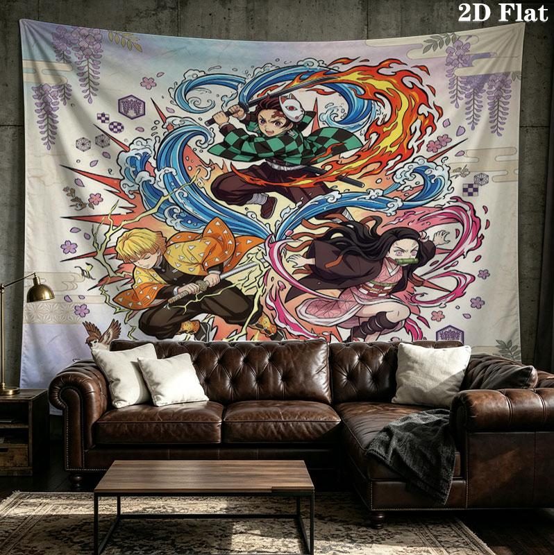 Arazzo da Parete Demon Slayer Appeso Estetico alla Parete Coperta in Tessuto Stampato Arazzi Decorativi per Camera da Letto Soggiorno Decorazione per la Casa