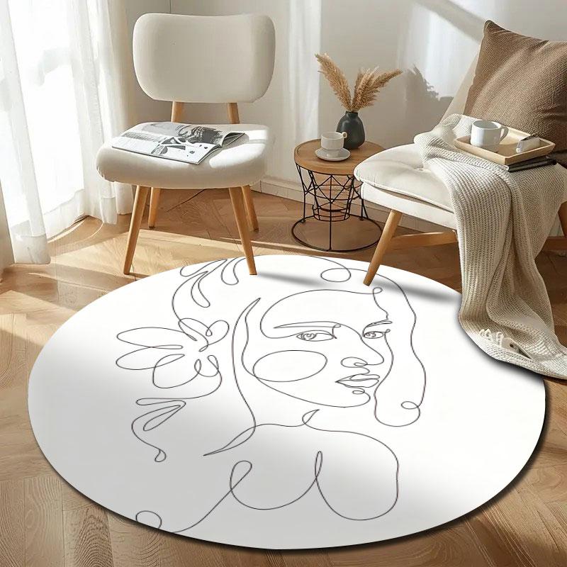 Modern Round Gothic Multicolor Carpet, Non-Slip Floor Mat for Dining Room