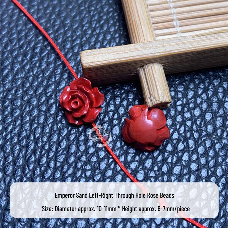 Cinnabar Lotus Rose Bead Pendant: Handmade Bracelet/Necklace Accessory детали