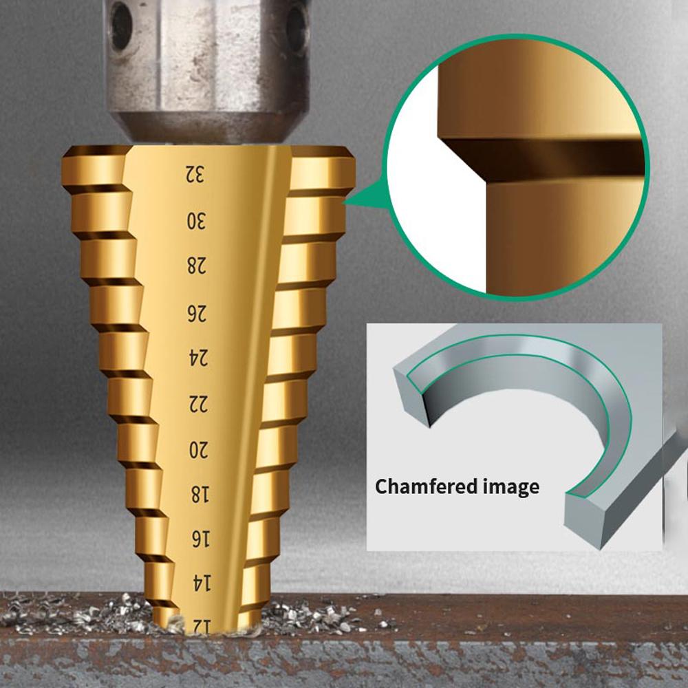 Set de 6 piese, burghiu pagoda acoperit cu titan, burghiu din fierăstrău, pentru prelucrarea găurilor, caneluri de expansiune, cutie din plastic, set de găurit pentru lemn