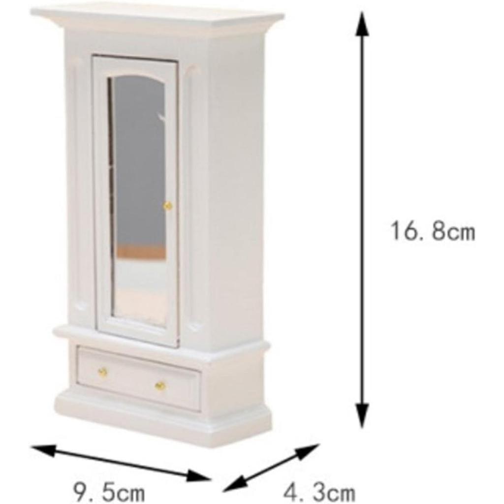 1/12 Skala Szafa do przechowywania w domku dla lalek Miniatura Drewniana rama Model Rozmiar 9,5x4,3x16,8 cm Akcesoria do domku dla lalek Delikatny brąz