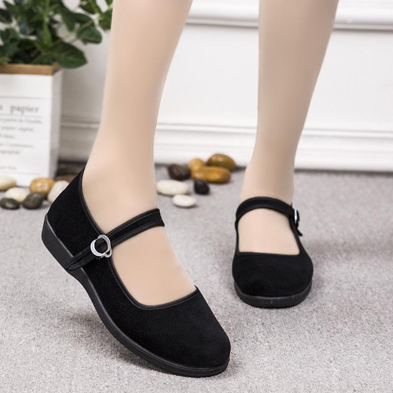 Cloth shoes single shoes soft sole low heel flats black square dancing shoes etiquette shoes mother shoes