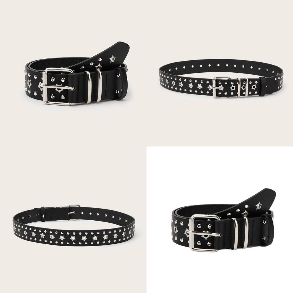 Solid Fashionable Color Star And Rivet Decor Women Casual Belt For Daily Use