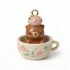 Aesthetic 3D Animal in Tea Cup Pendant Necklace Cute Rabbit Kitten Charms Creative DIY Jewelry Set Birthday Gift for Students