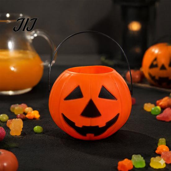 Trick or Treat Containers 1/2/3Pcs Halloween Pumpkin Candy Bucket, Trick-or-Treat Holder Basket, Bucket with Handle Jack-O-Lantern Sweet Snack