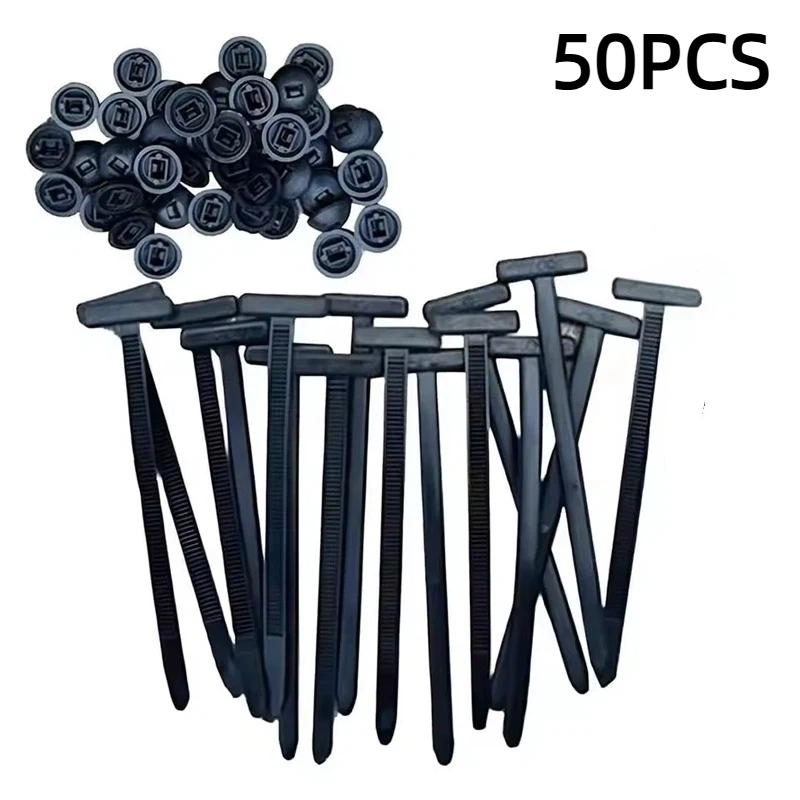 50~200pcs Nylon Universal Cable Tie Buckle Heavy Duty Self-Locking Zip Ties Holder with Pin Fasteners Car Resistant Zipties