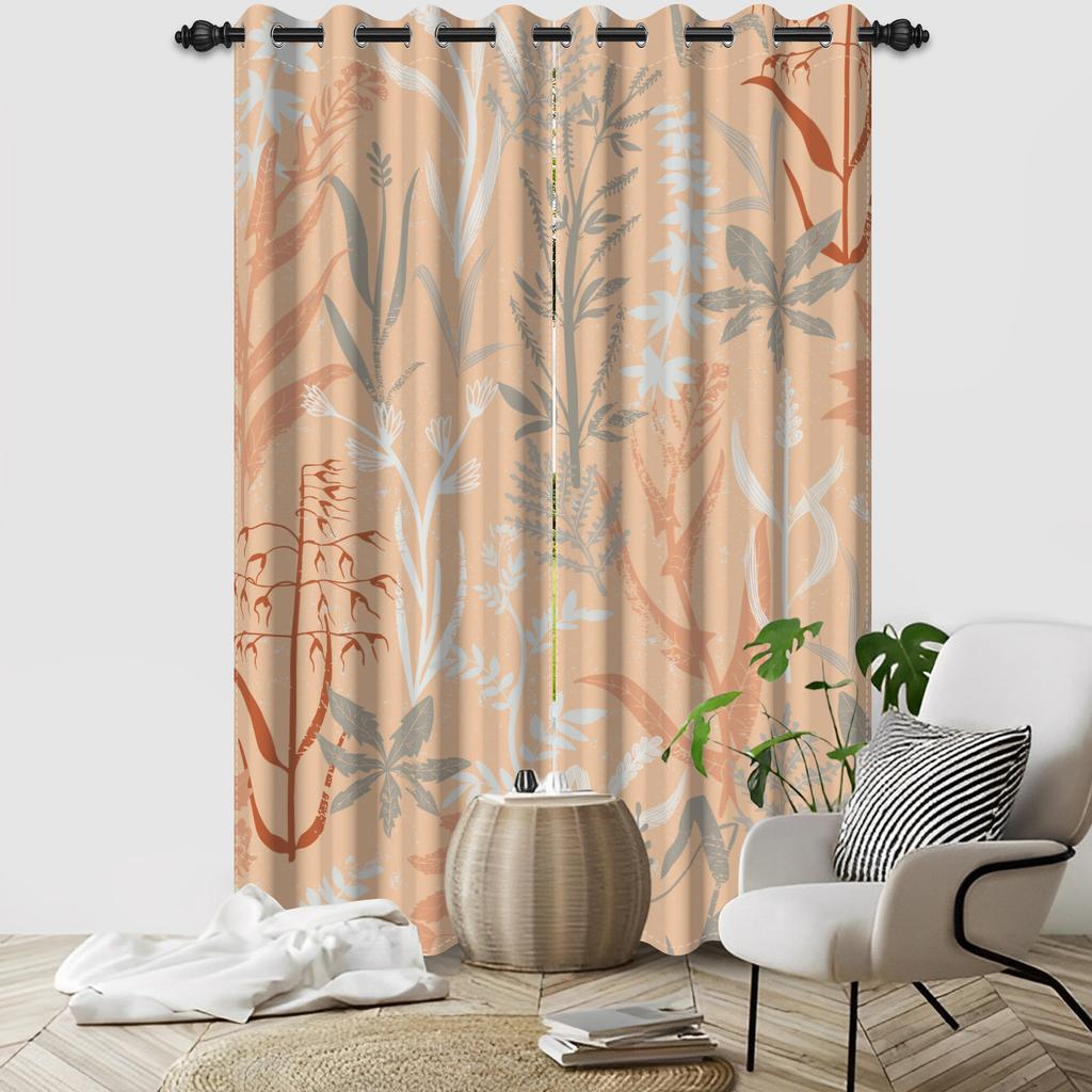 Set Of 2 Botanical Leaf Pattern Curtain Tropical Floral Design Living Room Bedroom Window Hotel Home Textile Drapes Light Blocking For Sitting Made
