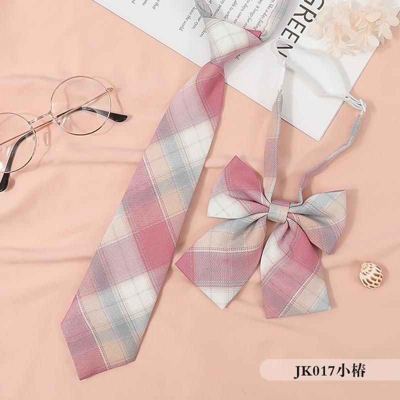 Japanese Korean Version Striped Jkdk College Style Red Cyan Gray Blue Shirt Men'S And Women'S Accessories Free Tie Tie Set