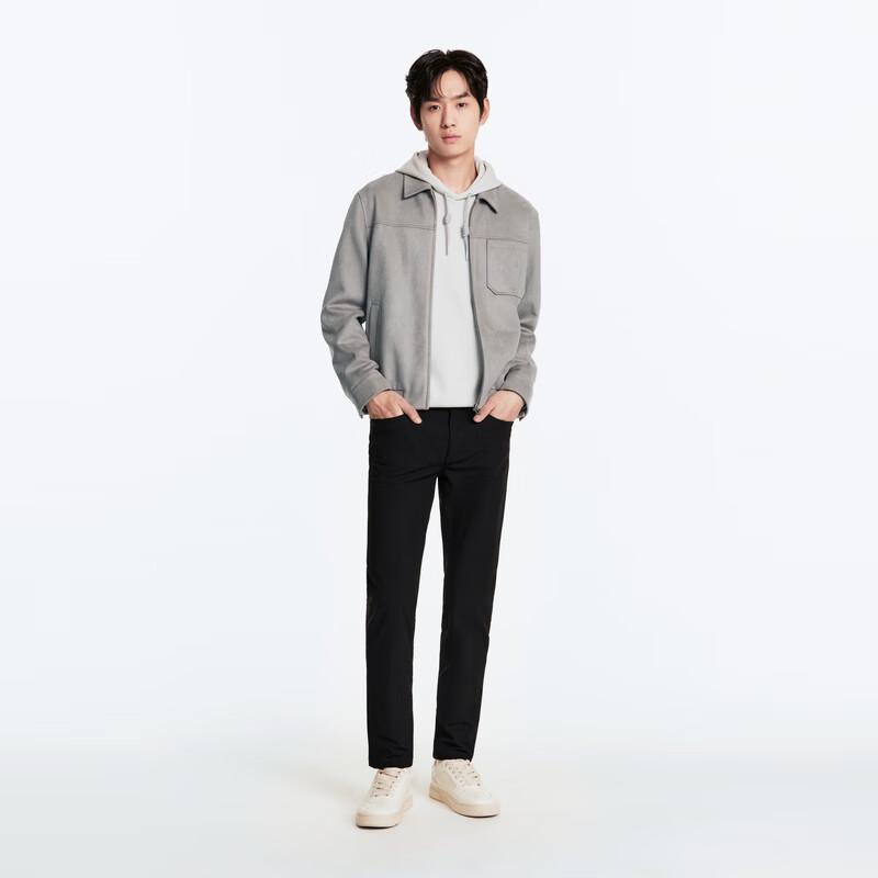 JOEONE Men's Suede-Effect Slim Fit Jacket