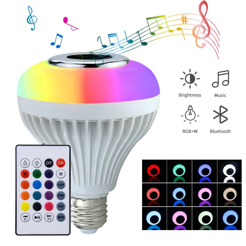 Hudební LED žárovka s vestavěným reproduktorem Bluetooth Bezdrátová inteligentní žárovka s dálkovým ovládáním Reproduktor RGB pro změnu barvy