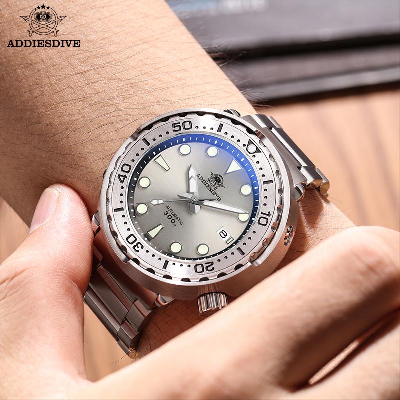 ADDIESDIVE Luxury Tuna Men Watch Mechanical Watches NH35 Sapphire 300M Diving BGW9 Luminous 316L Stainless Steel Wristwatch