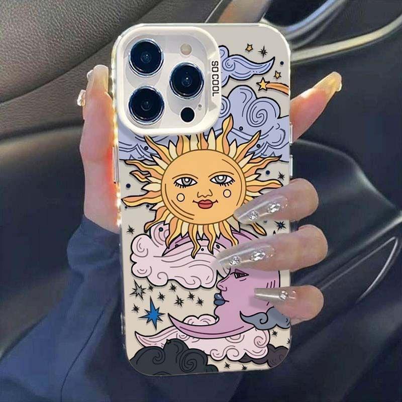 Europe, America, Sun and Moon are suitable for Apple 16promax mobile phone case iPhone15Pro anti-drop 11 cartoon 13/14 new model