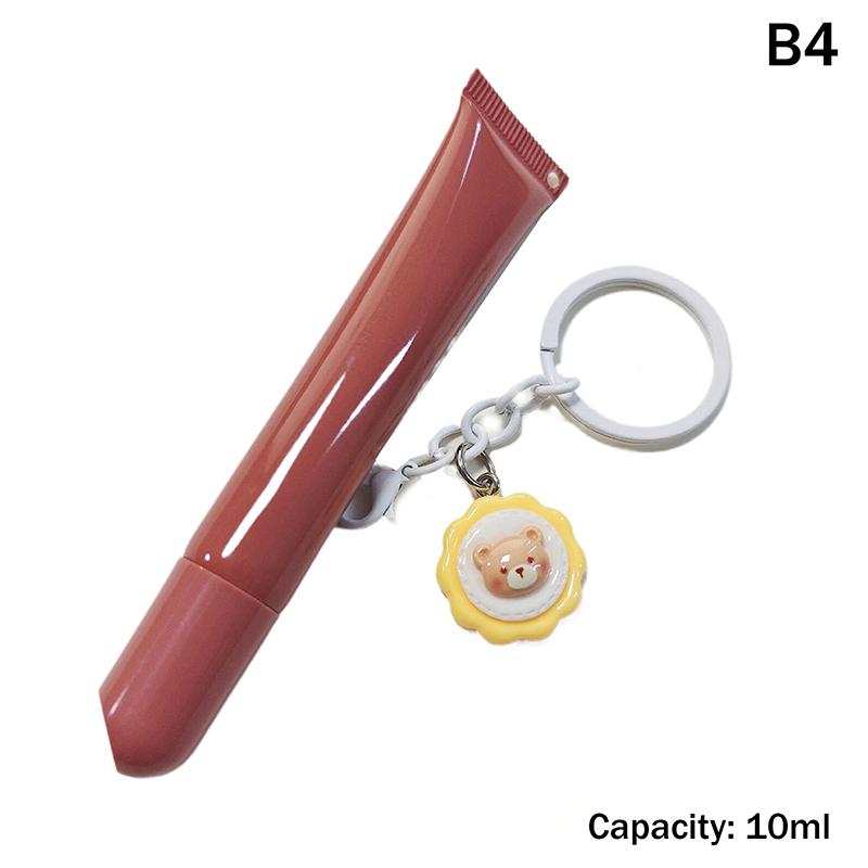 10/15Ml Empty Lipstick Tube With Keychain Pendant Squeeze Sub-Bottling Refillable Liquid Container Bottle Lipgloss Sample Bottle