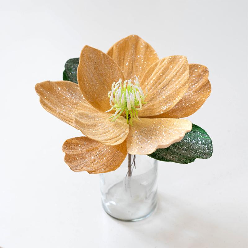 1PC Handmade Lotus Leaf Fabric Christmas Wreath Rattan Vine Christmas Garland with Faux Magnolia Blooms 25cm