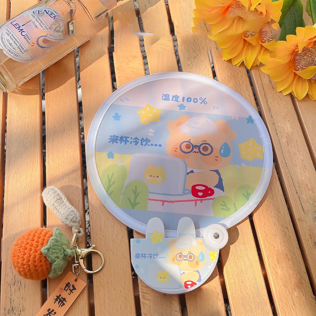 Mini Cloth Face Portable Cartoon Folding Fan Small Fan Cute Folding Fan For Summer Travel School