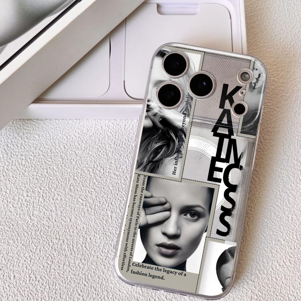 

Vintage Kate M-Moss Phone Case For iPhone 17 16 15 14 13 12 Pro Max Plus With Magnetic Crystal Clear Case Wireless Charge iPhone 12 Pro