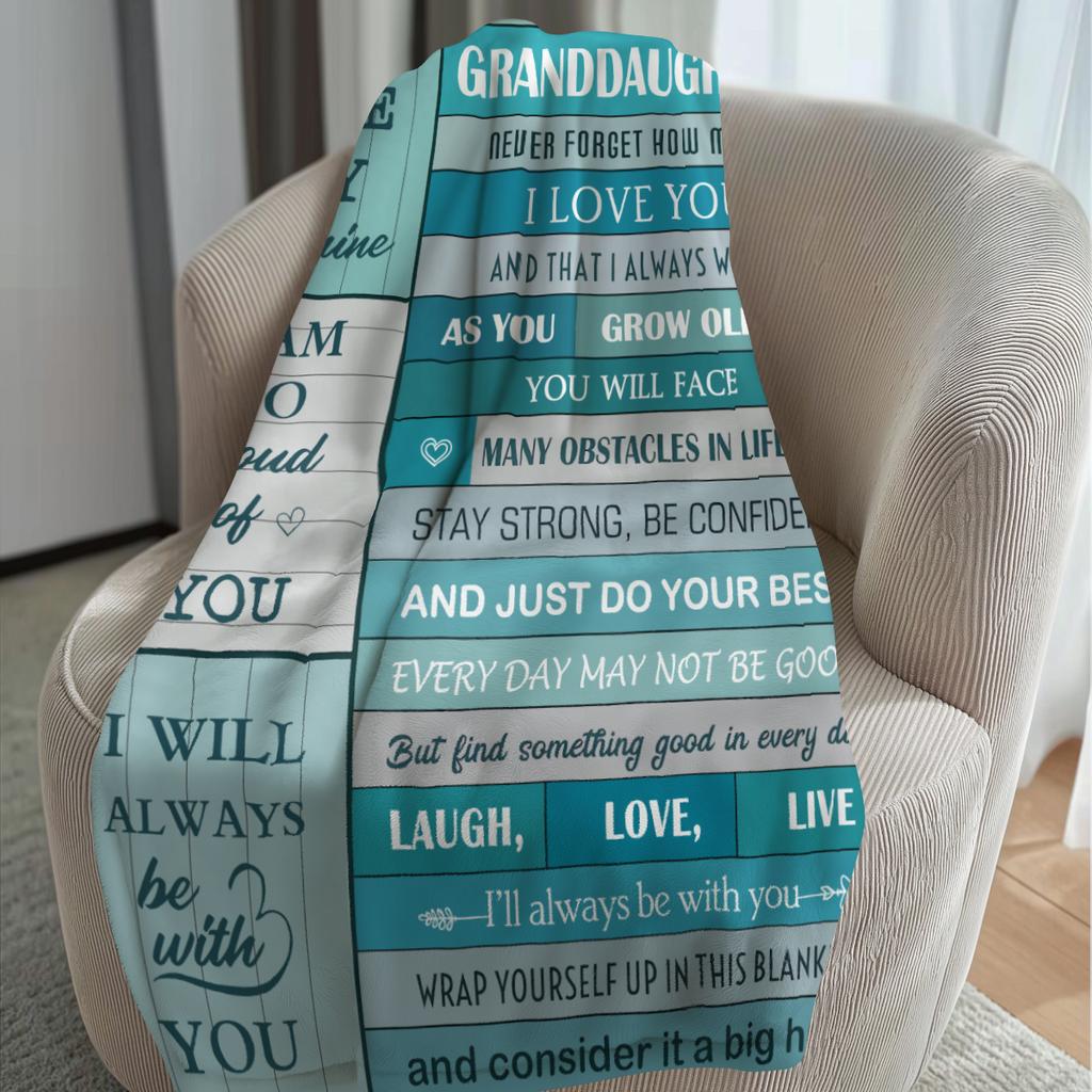1pc for granddaughter's growth confession blanket, eternal love, soft and comfortable flannel blanket, sofa decoration