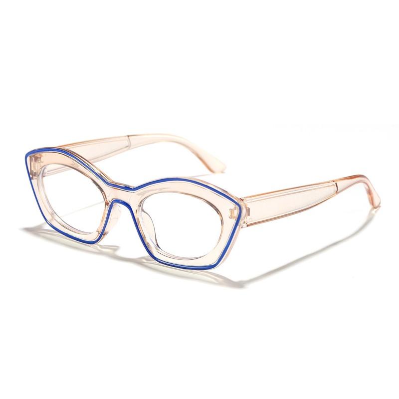 Europe and America Retro Cat Eye Anti-Blue Light Glasses Men Women Fashion Collide Color High Definition Eyeglasses