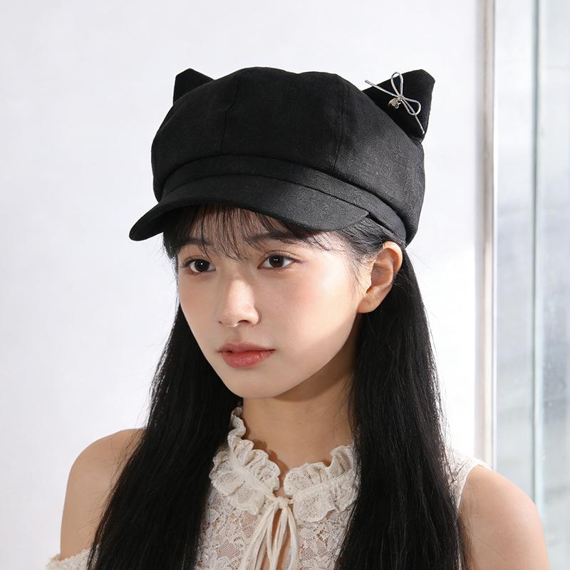 

Simple newsboy hat, fashionable solid color British style painter hat, small and versatile hat M（56-58cm）