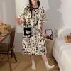 Pajamas Women's Summer Thin Pajamas Short Sleeves Large Size Fat Mm Medium and Long Pajamas Pajamas Loungewear