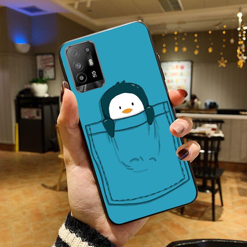 Cartoon Lovely Baby Penguin Phone Cover For OPPO A74 A94 5G A3S A5S A9 A12 A15 A15S A52 A53 A53S A72 A73 2020 A91 5G Cases Coque