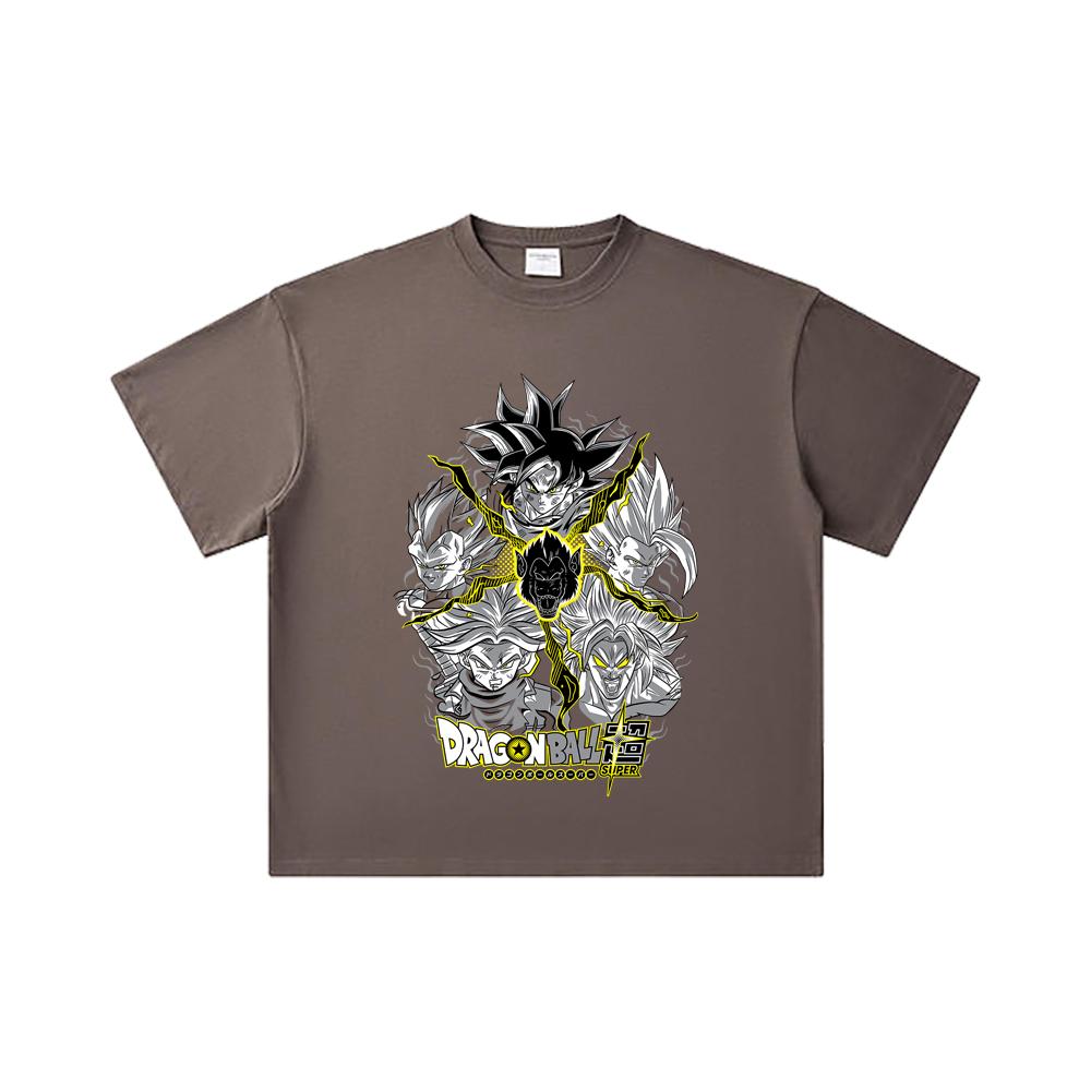 260 GSM Double Yarn 32 Count 100% Cotton Dragon Ball V49 Super Saiyan Print Unisex Heavy Cotton T Shirt