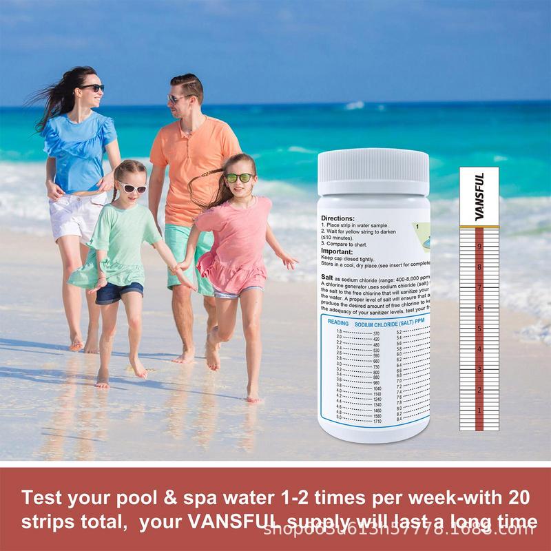 Pool Salt Test Strips Swimming Pool Saltwater Detection Strips Multi-Purpose Water Testing Supplies for Water Hot Tub Spa Pool