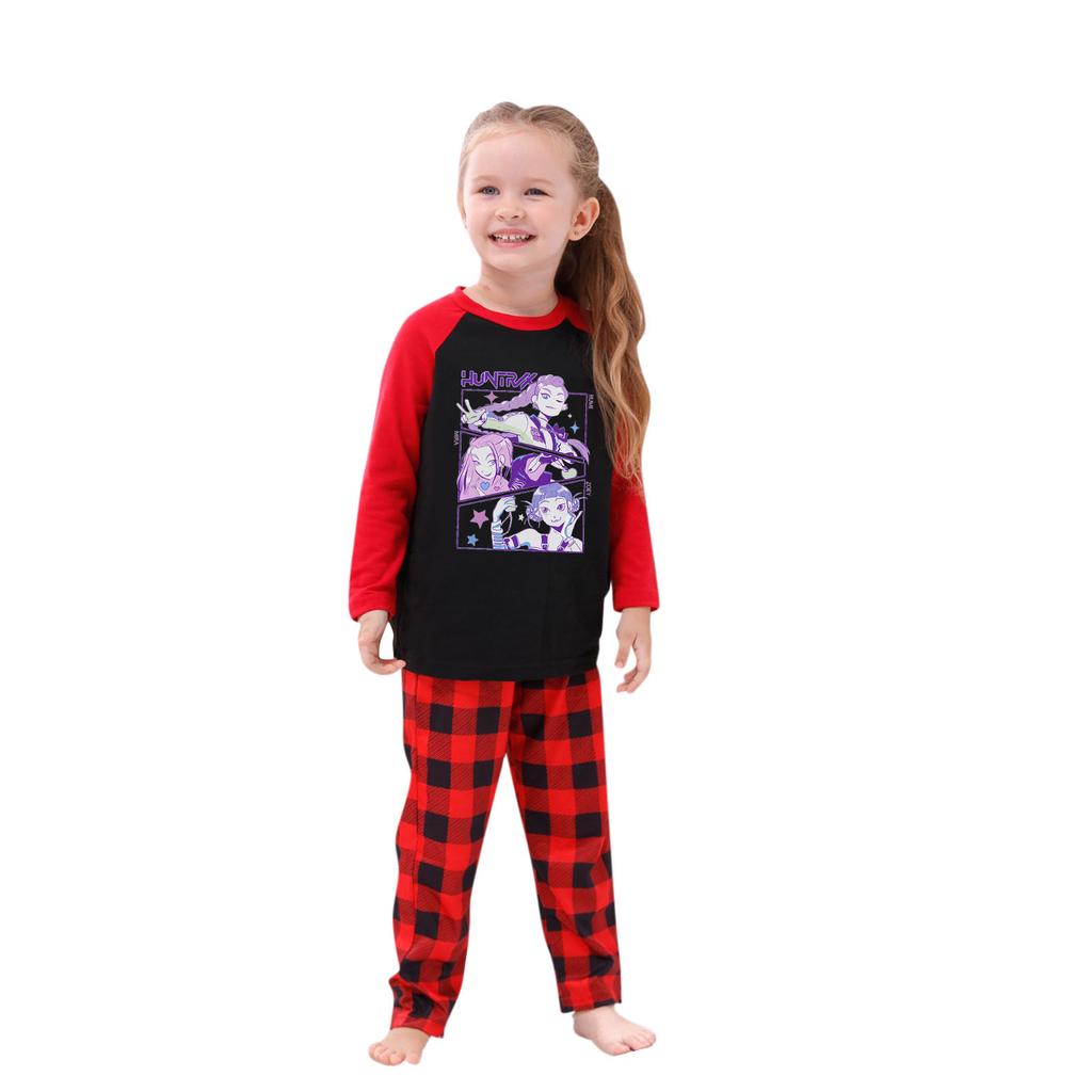 Nadruki Pasujące Rodzinne Zestawy Bluzki z Długim Rękawem+Spodnie Pasujące Rodzinne Zestawy