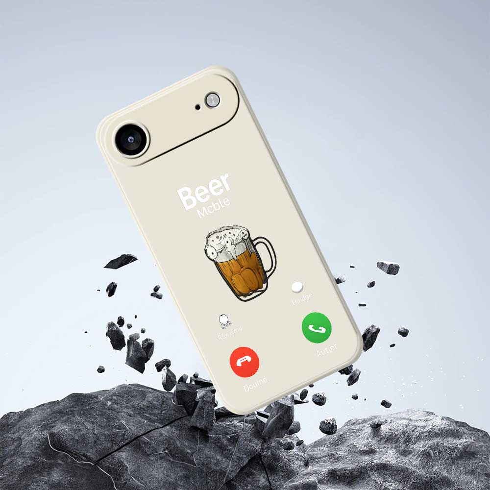 For iPhone 17 Air Case Beer Pattern Printing Straight Edge TPU Phone Back Cover