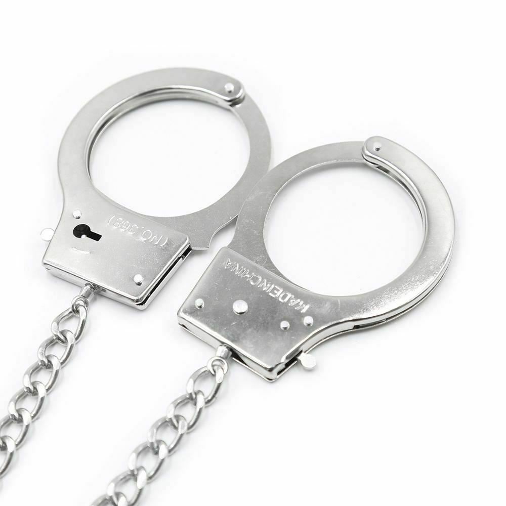 Metal Handcuffs Chain Anal Plug  Restraints Kink  Fetish Non Vibrating Butt Plugs