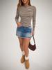 Women's Slim Fit Casual Striped Long-Sleeve Autumn Base Layer Top